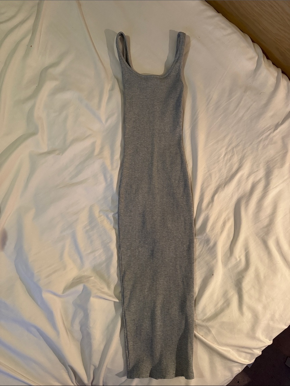 naked wardrobe Gray Ribbed Tank Midi Dress